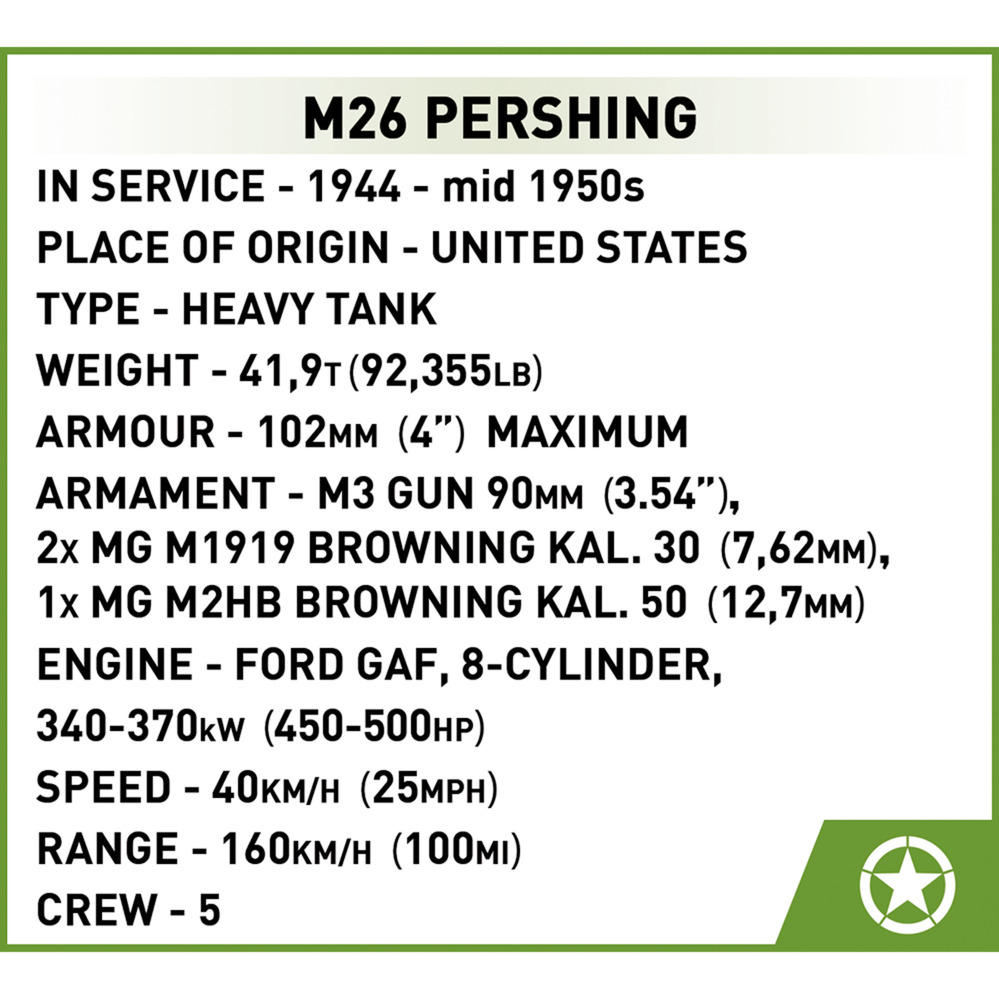 COBI M26 Pershing T26E3, Konstruktionsspielzeug Maßstab 1:28